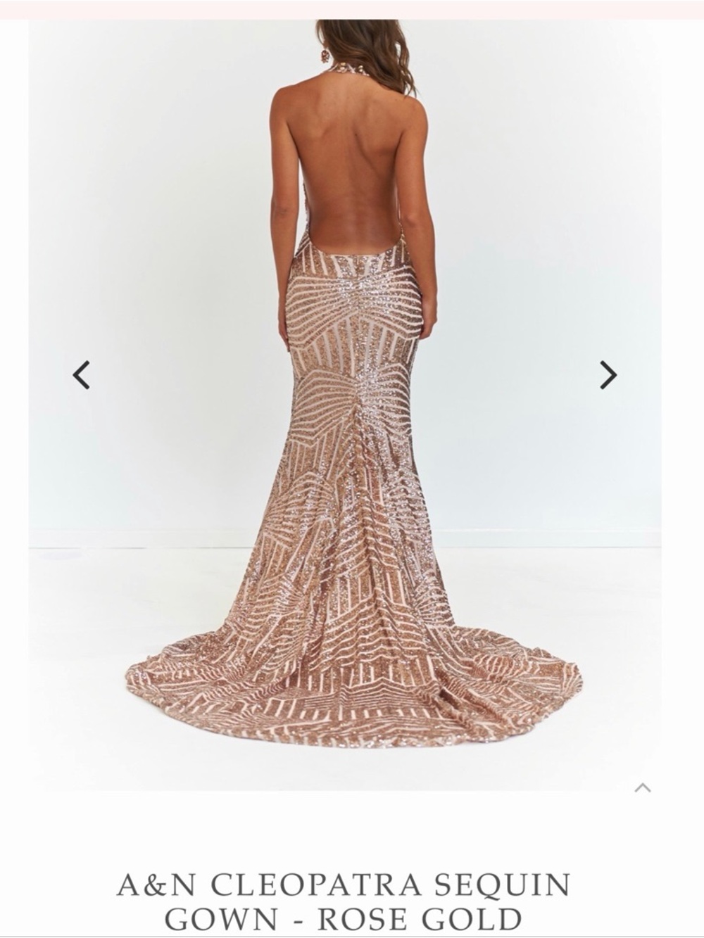 A&N Cleopatra Rose Gold Sequin Halter Gown